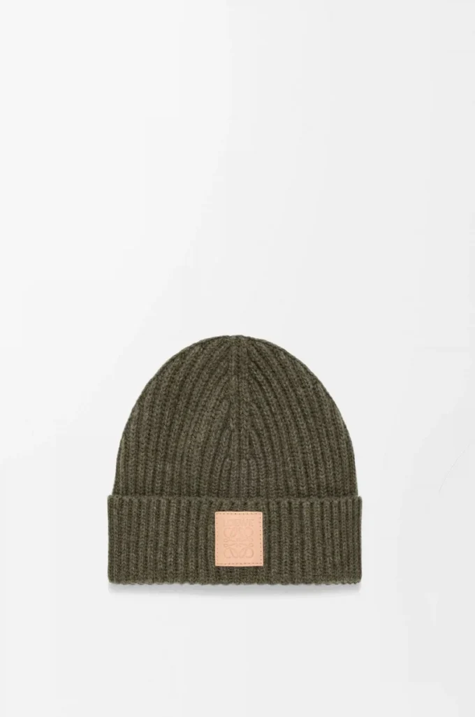 Mössa i kashmir, mörk khaki