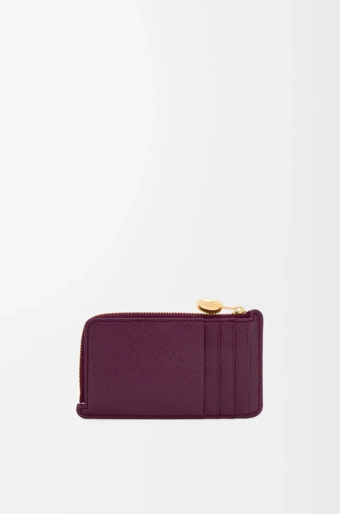 Myntkortfodral i kalvskinn med pebble-struktur, Plum Myntkortfodral i kalvskinn med pebble-struktur, Plum