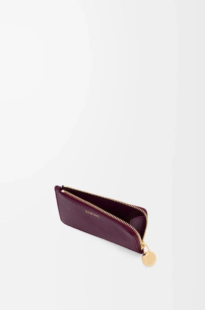 Myntkortfodral i kalvskinn med pebble-struktur, Plum Myntkortfodral i kalvskinn med pebble-struktur, Plum