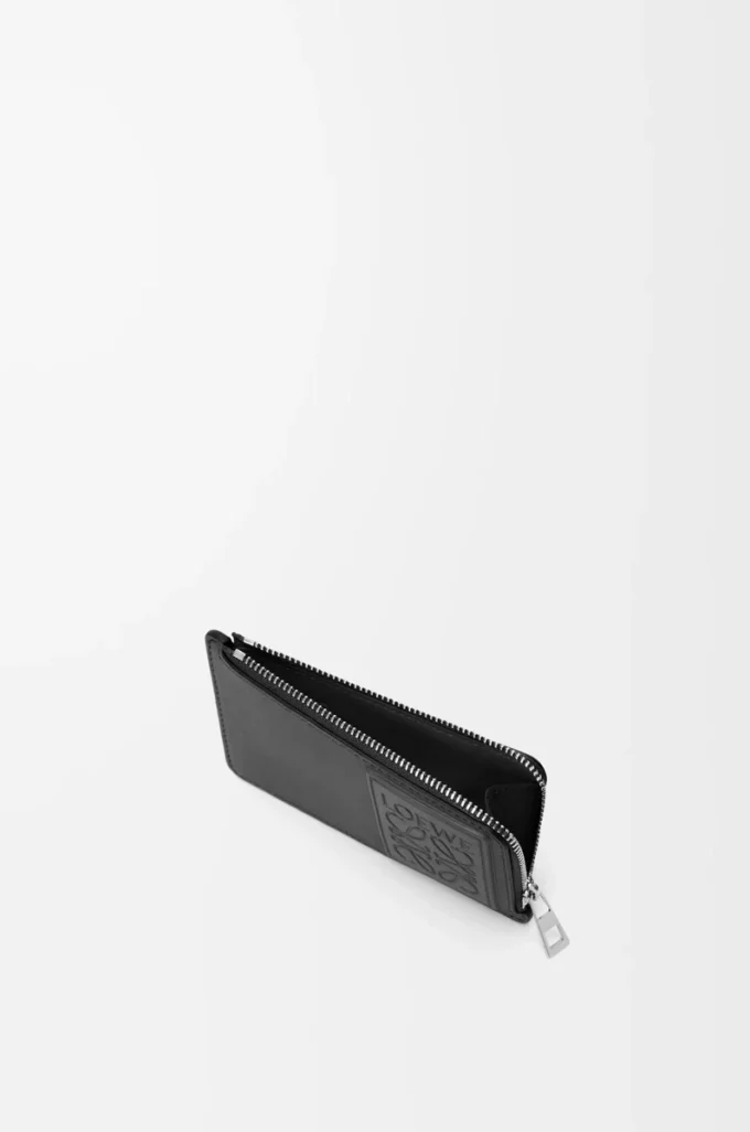 Myntkortfodral i satin kalvskinn Black