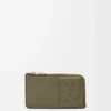 Myntkortfodral i satin kalvskinn Khaki Green Myntkortfodral i satin kalvskinn Khaki Green