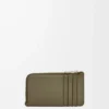 Myntkortfodral i satin kalvskinn Khaki Green Myntkortfodral i satin kalvskinn Khaki Green