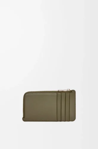 Myntkortfodral i satin kalvskinn Khaki Green