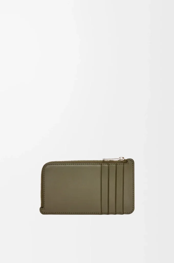 Myntkortfodral i satin kalvskinn Khaki Green Myntkortfodral i satin kalvskinn Khaki Green