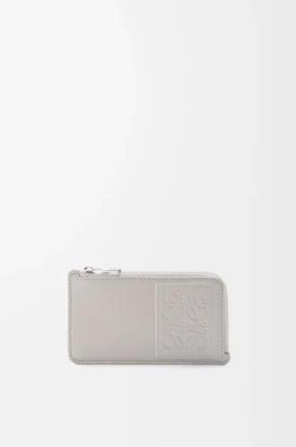 Myntkortfodral i satin kalvskinn Shell Grey