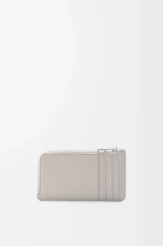 Myntkortfodral i satin kalvskinn Shell Grey
