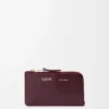 Myntkortfodral i slätt och kornigt kalvskinn Dark Burgundy