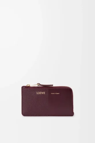 Myntkortfodral i slätt och kornigt kalvskinn Dark Burgundy