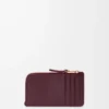 Myntkortfodral i slätt och kornigt kalvskinn Dark Burgundy