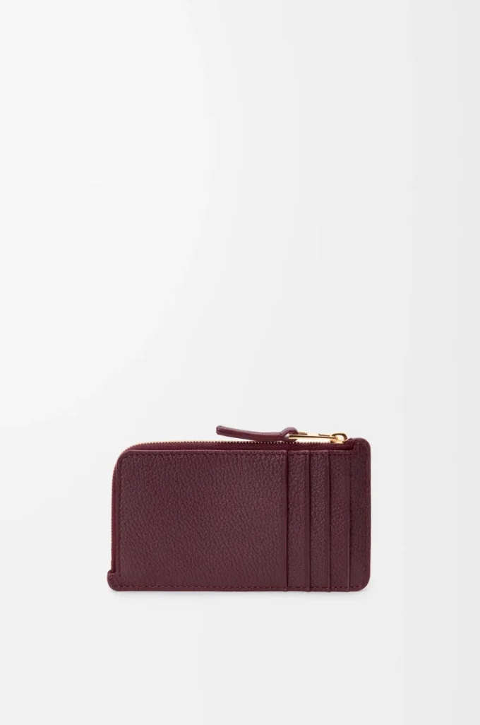 Myntkortfodral i slätt och kornigt kalvskinn Dark Burgundy Myntkortfodral i slätt och kornigt kalvskinn Dark Burgundy