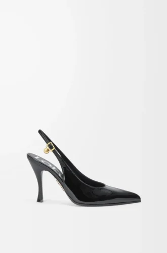 Nya Comic-pumps med slingback i blandat läder Svart