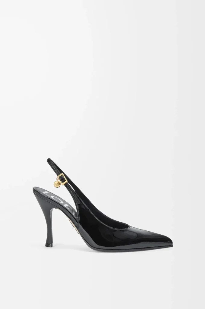 Nya Comic-pumps med slingback i blandat läder Svart
