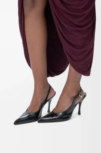 Nya Comic-pumps med slingback i blandat läder Svart