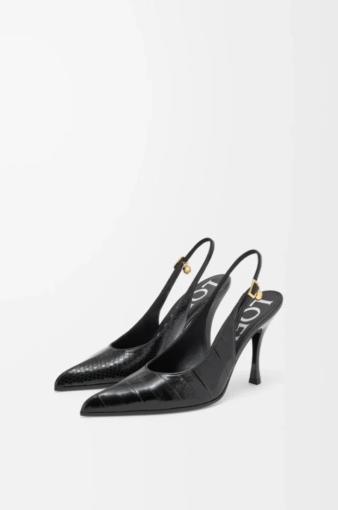 Nya Comic-pumps med slingback i blandat läder Svart