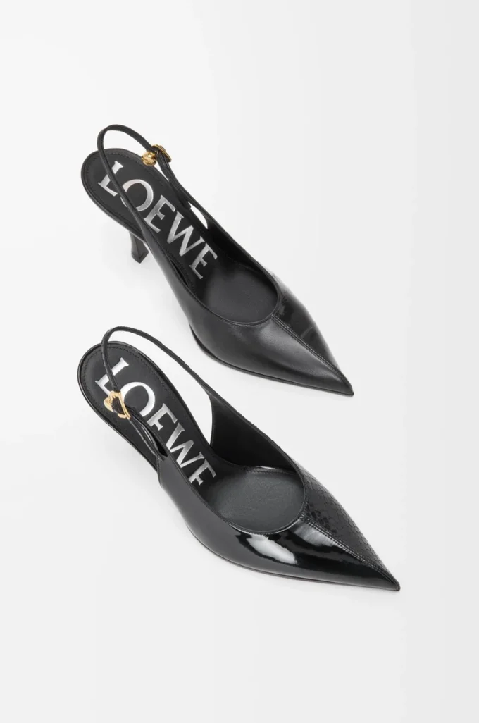 Nya Comic-pumps med slingback i blandat läder Svart