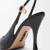 Nya Comic-pumps med slingback i blandat läder Svart