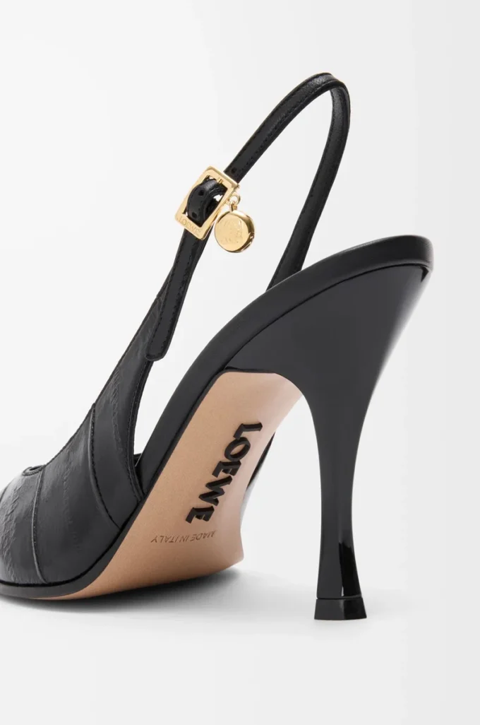 Nya Comic-pumps med slingback i blandat läder Svart