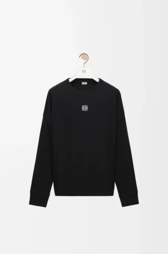 Oversized-passformad långärmad T-shirt i bomull Svart