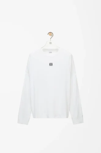Oversized-passformad långärmad T-shirt i bomull Vit