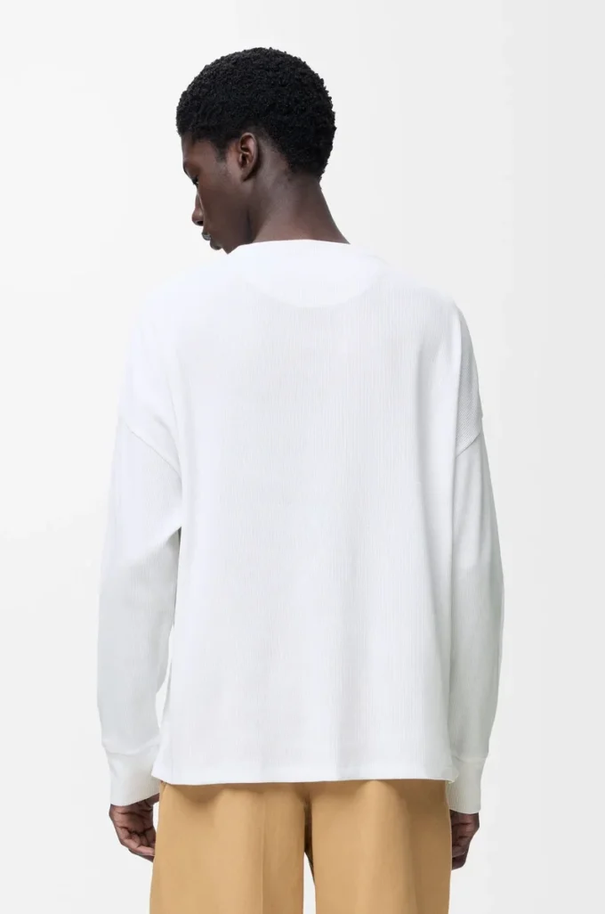 Oversized-passformad långärmad T-shirt i bomull Vit Oversized-passformad långärmad T-shirt i bomull Vit