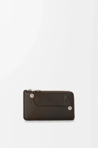 Panta myntkortshållare i glänsande kalvskinn Vintage Brown