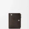 Panta smal kompakt plånbok i glänsande kalvskinn Vintage Brown