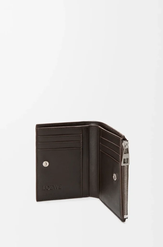 Panta smal kompakt plånbok i glänsande kalvskinn Vintage Brown