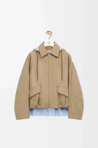 Parkas med huva i bomull Beige
