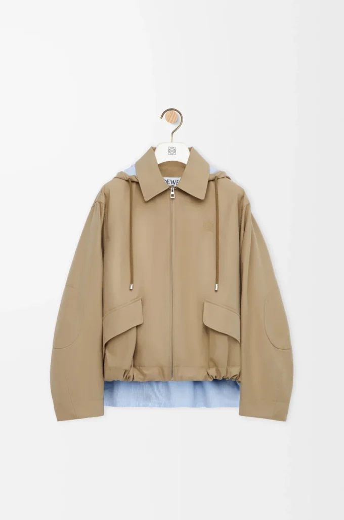 Parkas med huva i bomull Beige Parkas med huva i bomull Beige