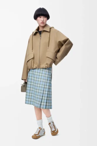Parkas med huva i bomull Beige