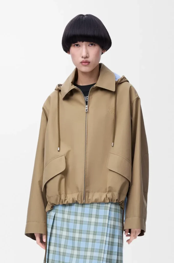 Parkas med huva i bomull Beige Parkas med huva i bomull Beige