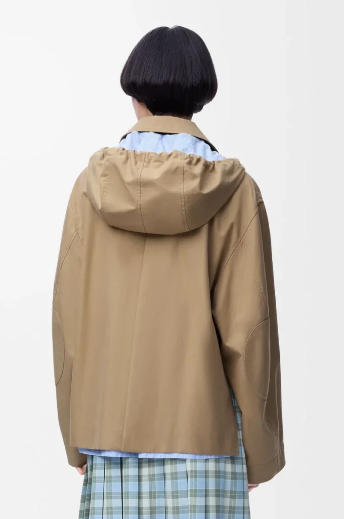 Parkas med huva i bomull Beige Parkas med huva i bomull Beige