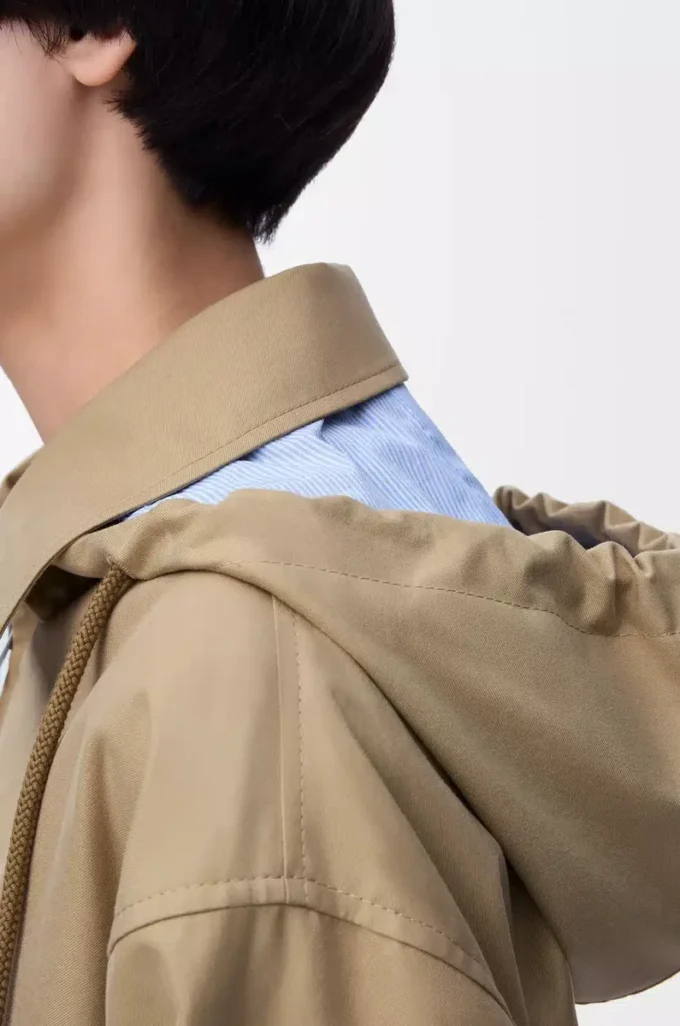 Parkas med huva i bomull Beige Parkas med huva i bomull Beige