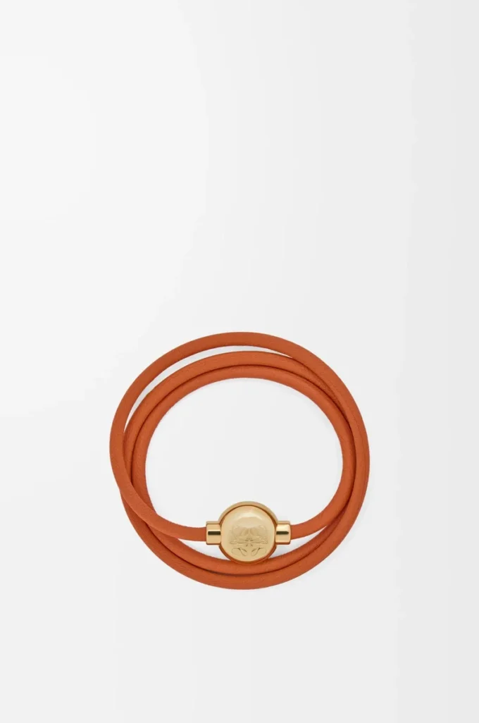 Pebble-armband i kalvskinn, orange/guld Pebble-armband i kalvskinn, orange/guld