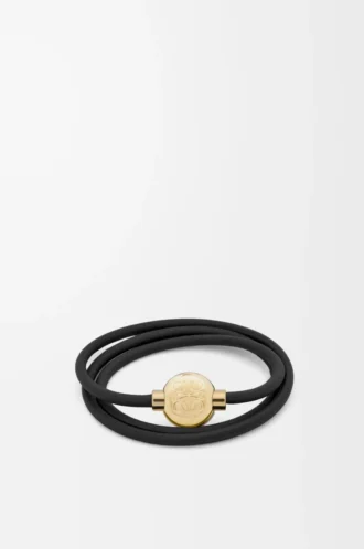 Pebble-armband i kalvskinn Svart/Guld