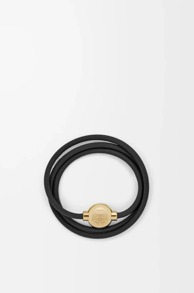 Pebble-armband i kalvskinn Svart/Guld