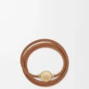 Pebble-armband i kalvskinn, varm öken/guld