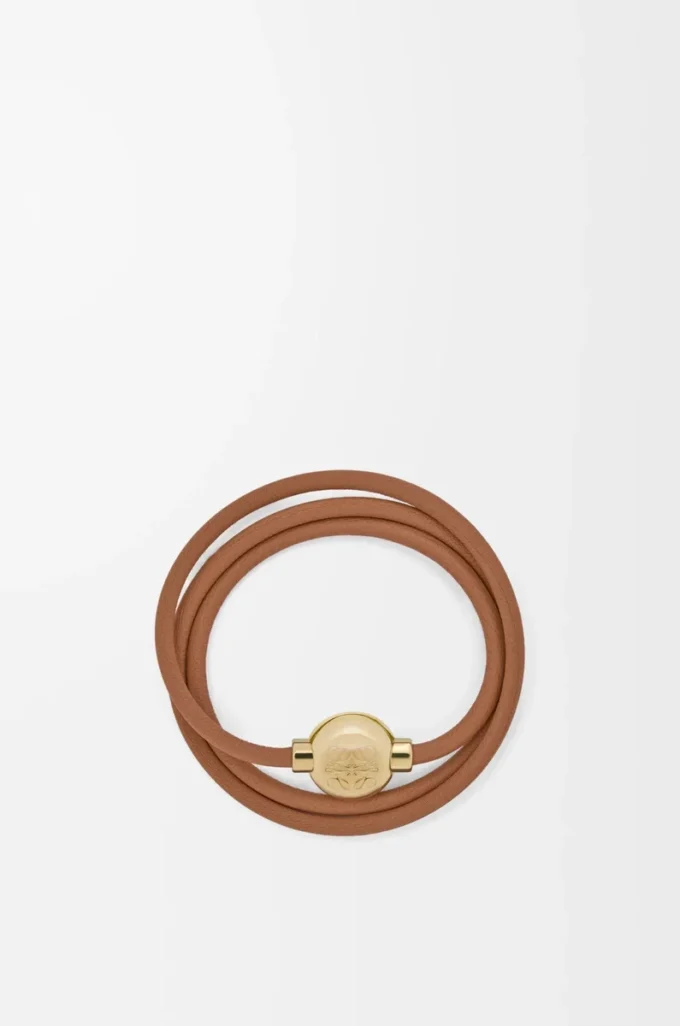 Pebble-armband i kalvskinn, varm öken/guld