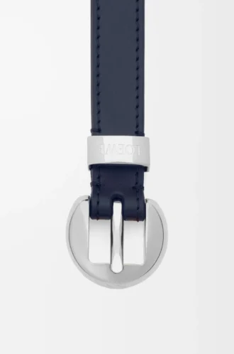 Pebble-bälte i slätt kalvskinn Deep Navy/Palladium