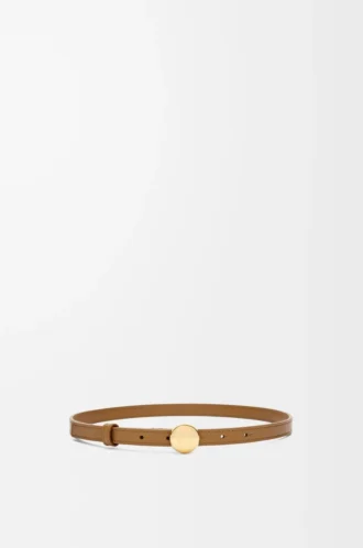 Pebble-bälte i slätt kalvskinn Ek/Guld