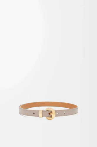 Pebble-bälte i slätt kalvskinn Sand/Guld