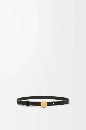 Pebble-bälte i slätt kalvskinn Svart/Guld
