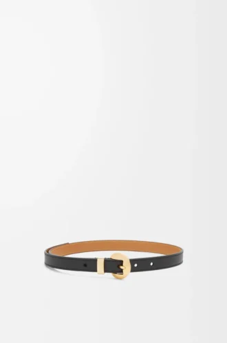Pebble-bälte i slätt kalvskinn Svart/Guld