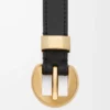 Pebble-bälte i slätt kalvskinn Svart/Guld Pebble-bälte i slätt kalvskinn Svart/Guld