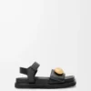 Pebble fussbett-sandaler i mjukt kalvskinn Svart Pebble fussbett-sandaler i mjukt kalvskinn Svart