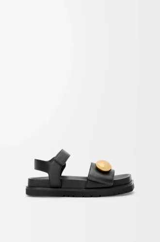 Pebble fussbett-sandaler i mjukt kalvskinn Svart