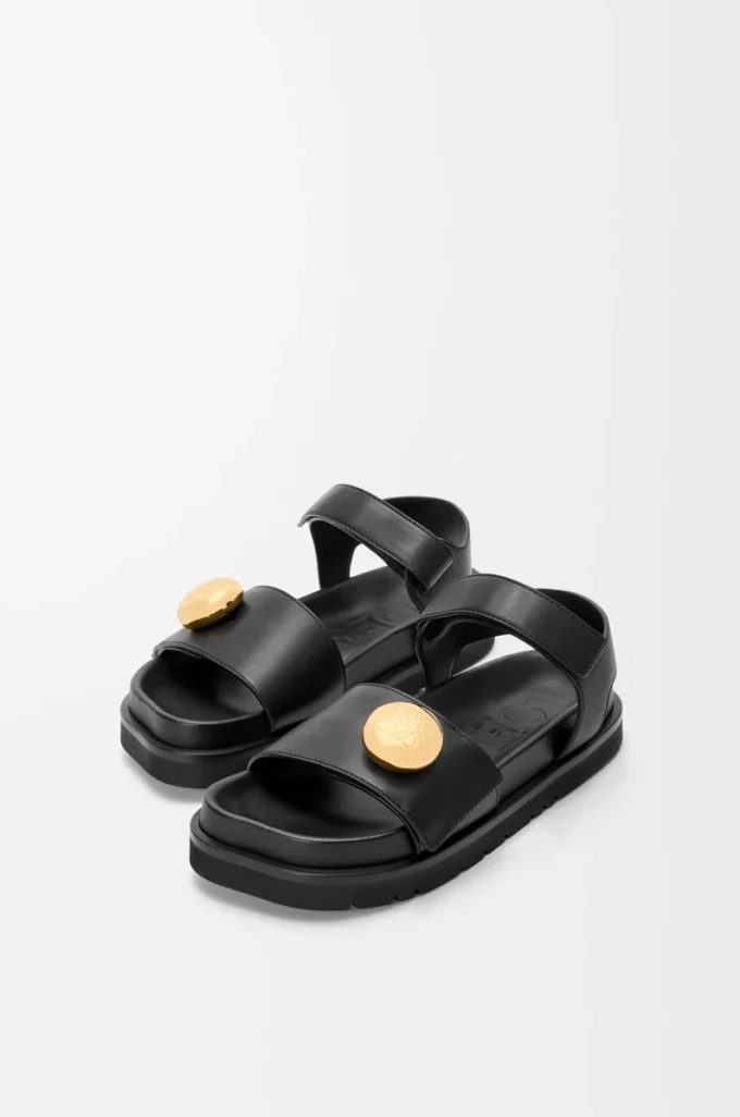 Pebble fussbett-sandaler i mjukt kalvskinn Svart Pebble fussbett-sandaler i mjukt kalvskinn Svart