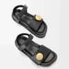 Pebble fussbett-sandaler i mjukt kalvskinn Svart Pebble fussbett-sandaler i mjukt kalvskinn Svart