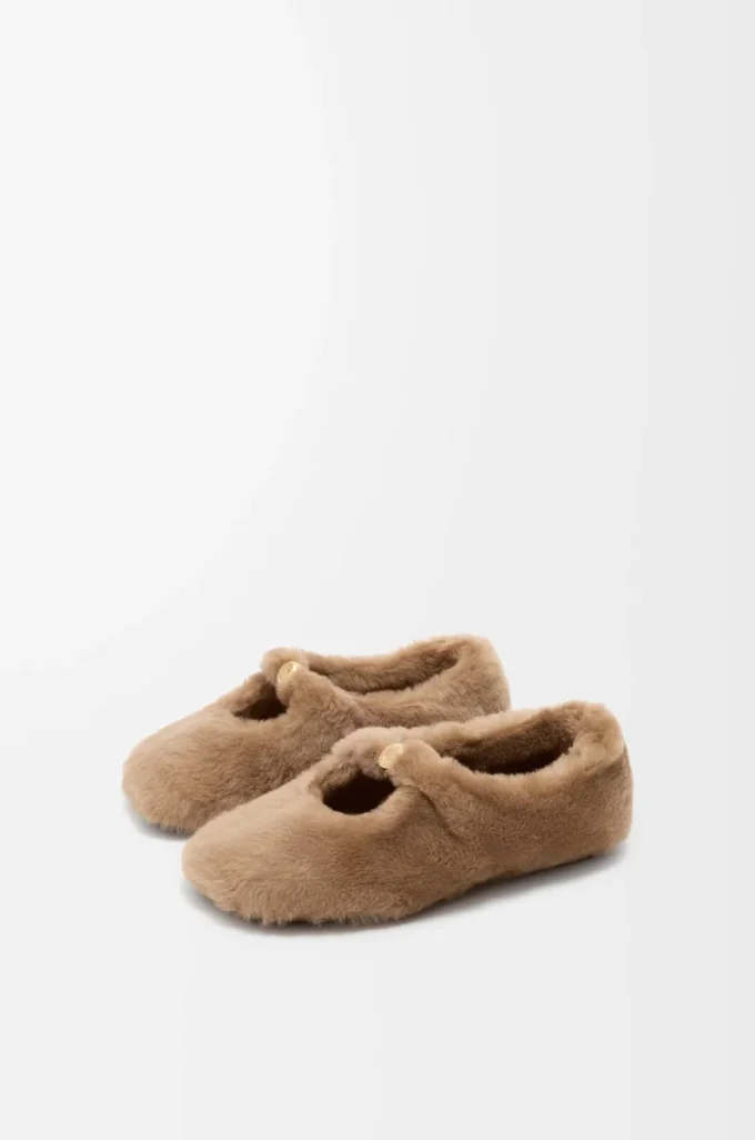 Pebble Mjuka ballerinaskor i fårskinn Ek Pebble Mjuka ballerinaskor i fårskinn Ek