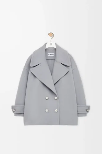 Pebble peacoat i ull Grå